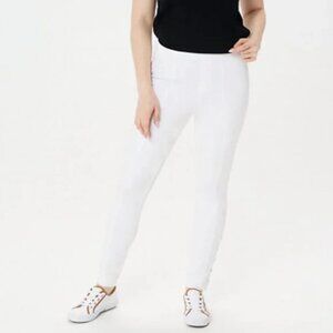 Isaac Mizrahi Petite Stretch Trim Ankle Pants Bright White 10P A351091